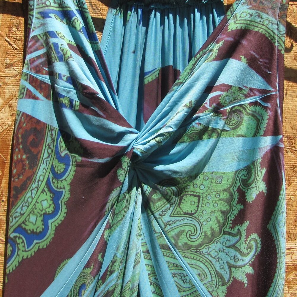 Paisley Maxi Dress Size M Hippie Bohemian Festival Resort Vacation Beach - Picture 4 of 6